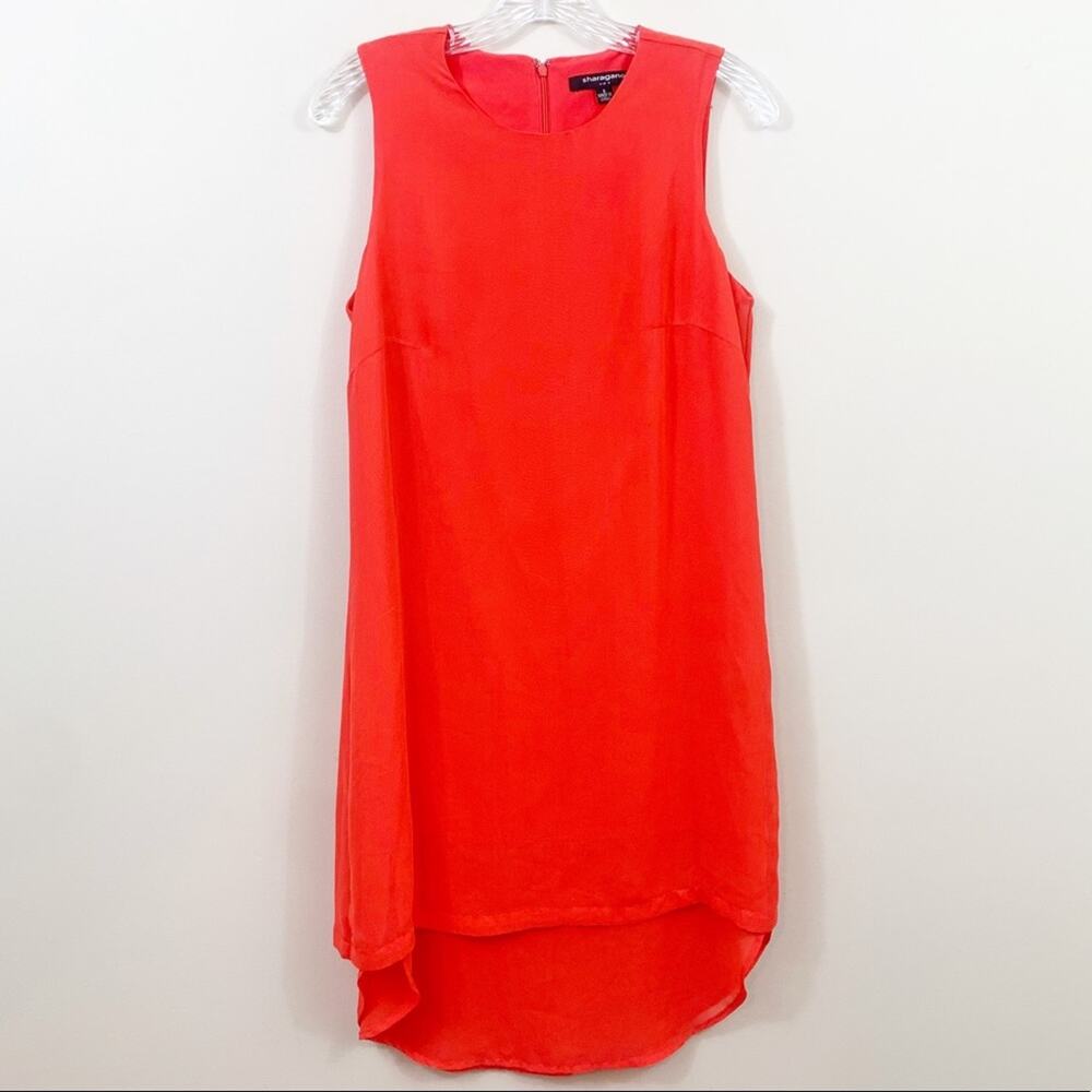 Sharagano Sleeveless Coral Orange Shift Dress